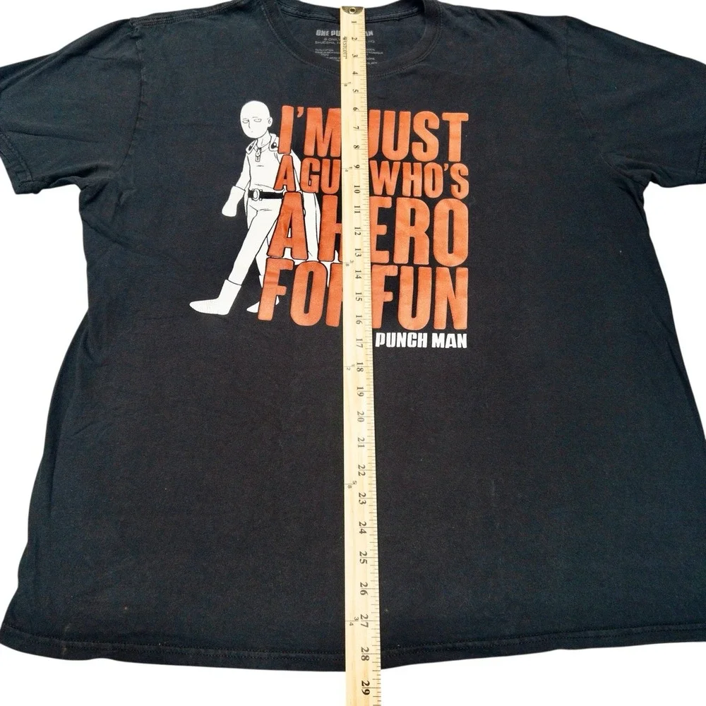 One Punch Man a Hero For Fun T-shirt 100% Cotton Black‎ Mens Unisex Size XL